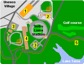 Map of Seibu Lions Stadium and surrounding area
